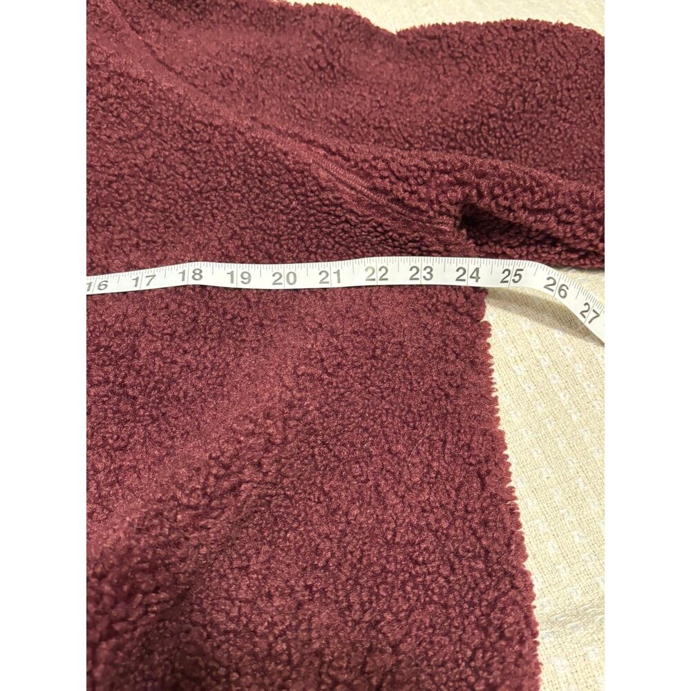 Joy Lab Sherpa Fleece Jacket Burgundy Zip Up Size Large Cozy Teddy Jacket - Picture 8 of 9